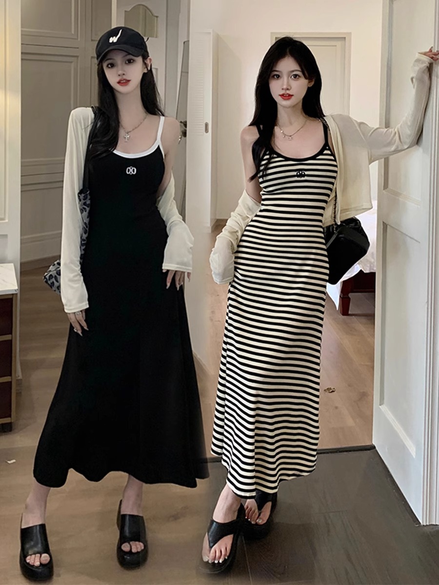 Summer Line Clothing Brand - Summer Stripe A-Line Dress V-Neck Sleeveless