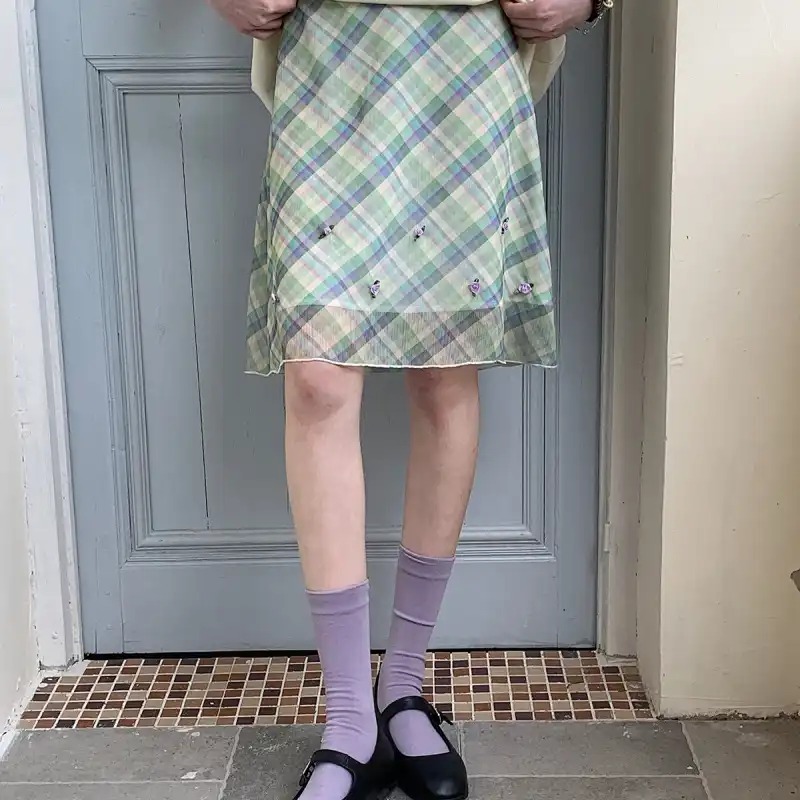 Summer Rose Clothing - Prairie Chic Contrasting Colors Plaid Skirts