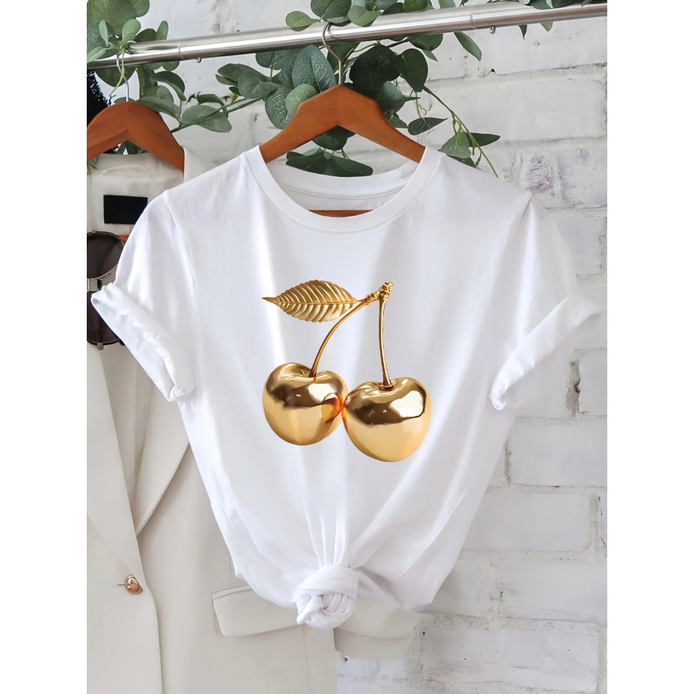 Summer Clothing Aesthetic - Women'S Casual Summer T-Shirt with Golden