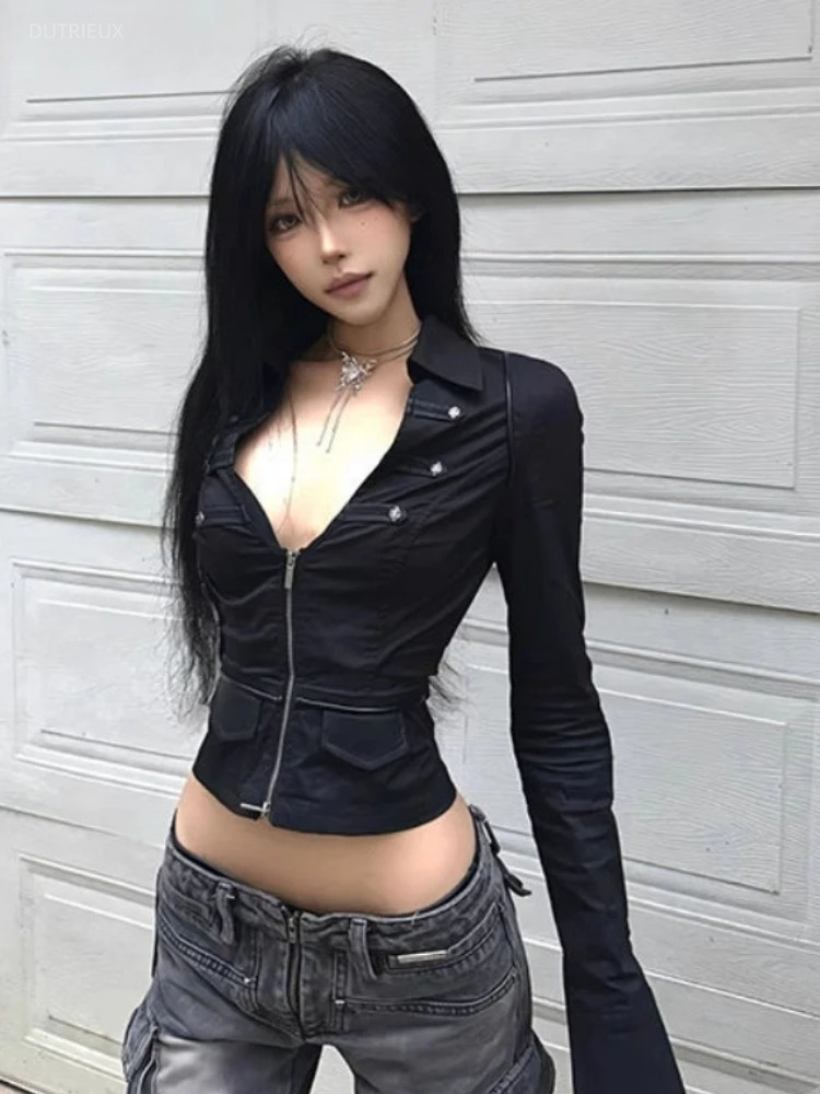 Summer Clothing Aesthetic - Y2k Aesthetic Women Sexy Blouse Solid