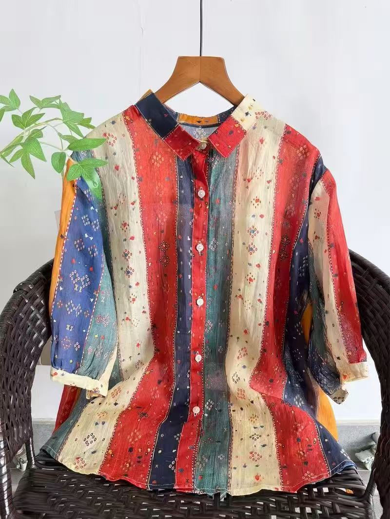 Summer Clothing For Japan - Bohemian 100% Ramie Shirts and Blouses