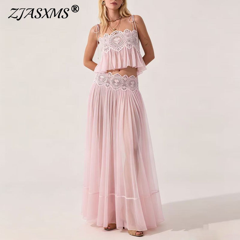 Summer Vacation Clothing Women - Women Lace Spaghetti Strap Crop Top