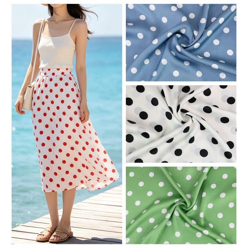Colorful Polka Dot Satin Chiff - Soft Summer Yellow Clothing recension och pris