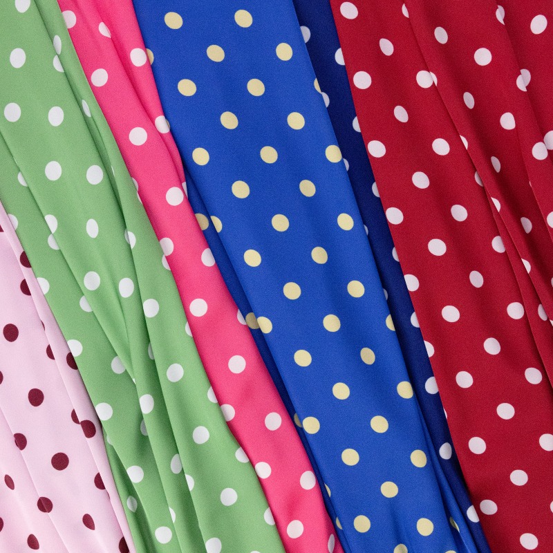 Colorful Polka Dot Satin Chiff - Soft Summer Yellow Clothing recension och pris