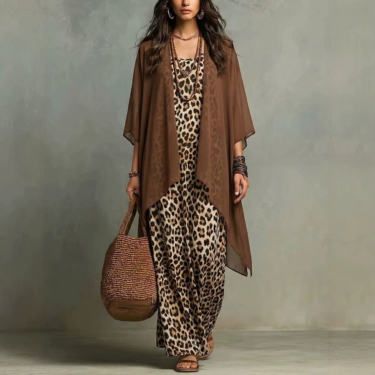 Chiffon Leopard Print Spaghett - Summer Vacation Clothing Women recension och pris