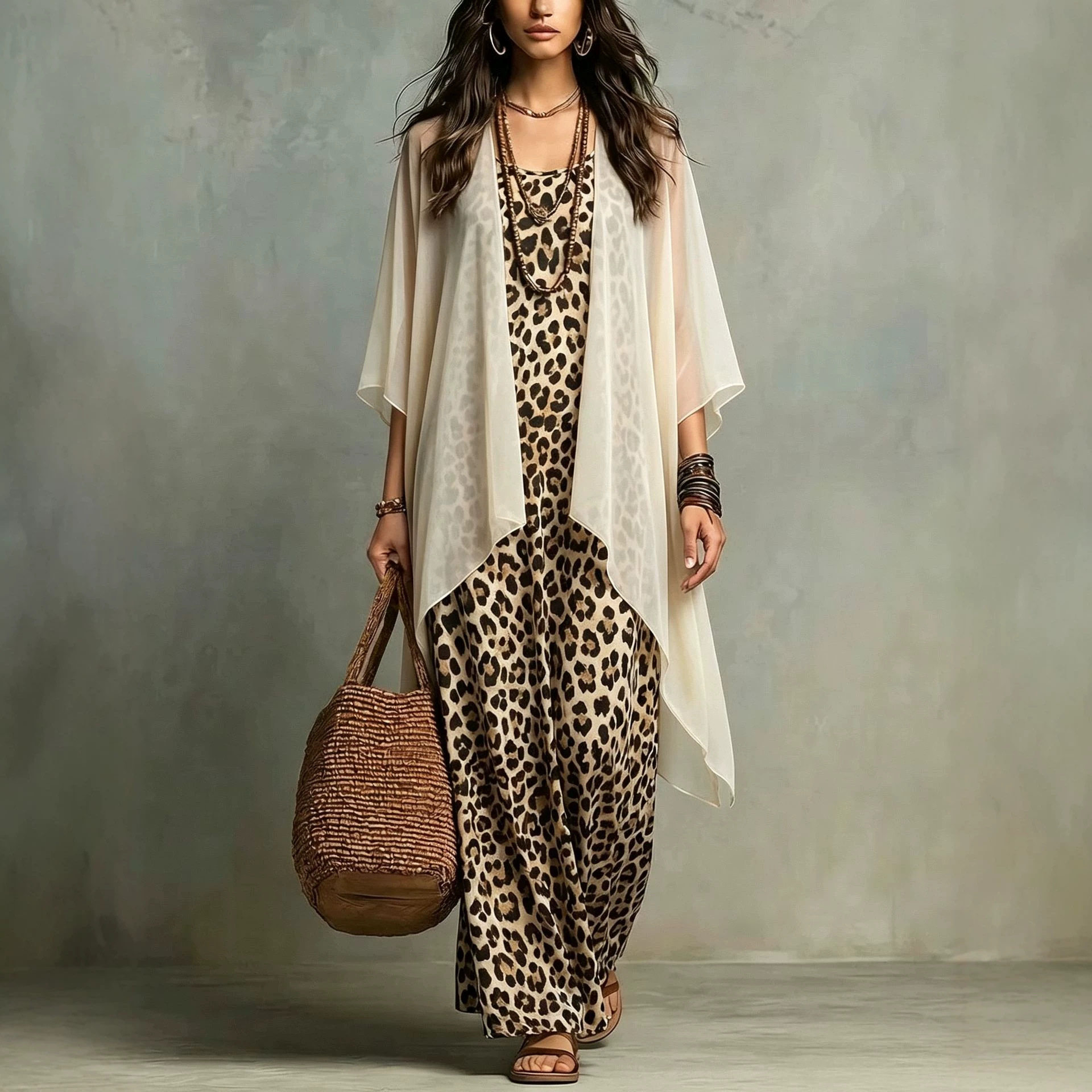Chiffon Leopard Print Spaghett - Summer Vacation Clothing Women recension och pris
