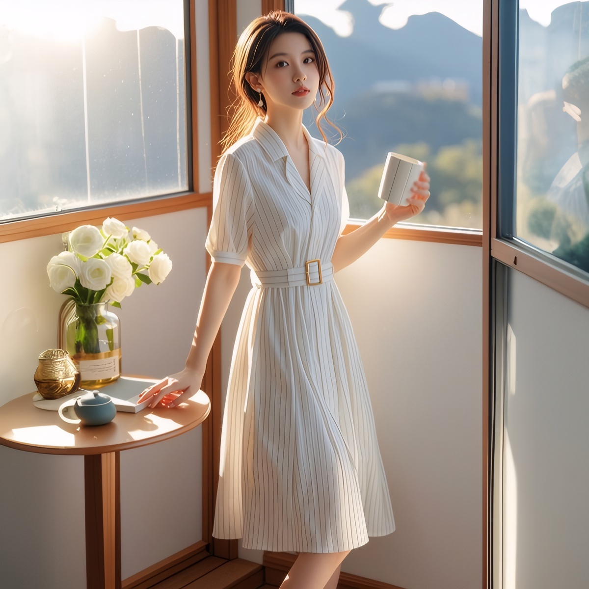 High Waist Stripe Dress Slimmi - Summer Line Clothing Brand recension och pris