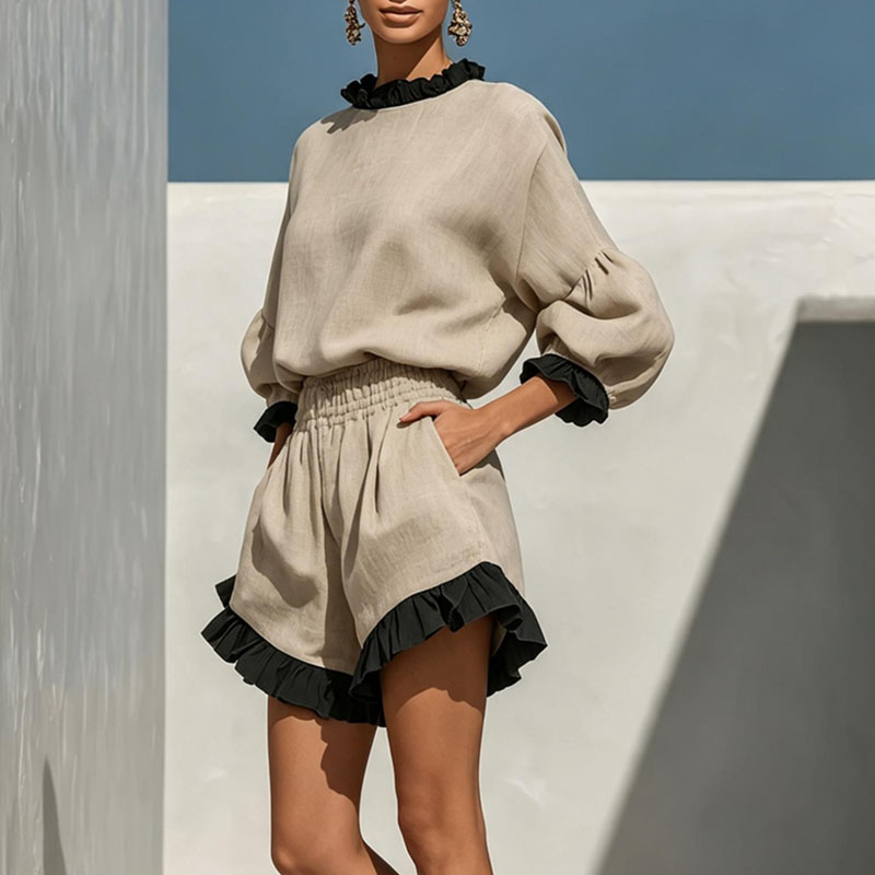 Boho Contrast Ruffle 2 Piece S - Summer Vacation Clothing Women recension och pris