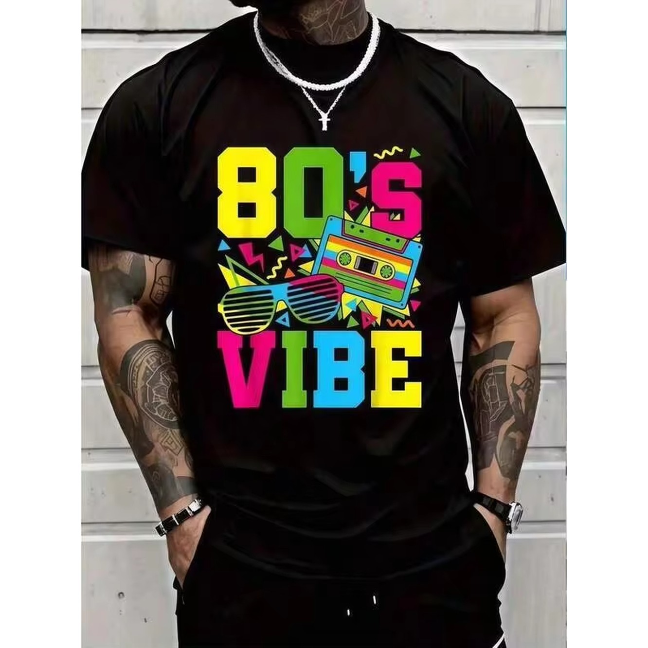 1pc Retro 80s Vibe Print Black - Summer Days Clothing recension och pris
