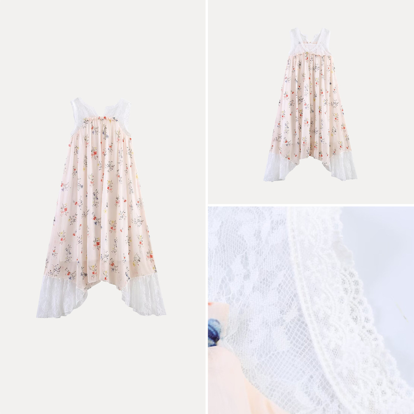 Fashionable Lace Trim Hem Slee - Summer Line Clothing Brand recension och pris