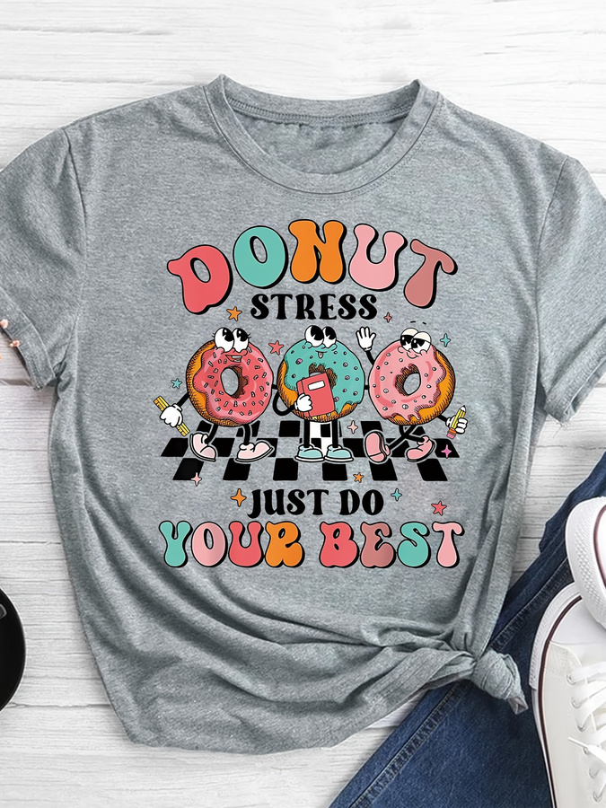 Cartoon Donut Print T-shirt, S - Summer Clothing Trends 2025 recension och pris