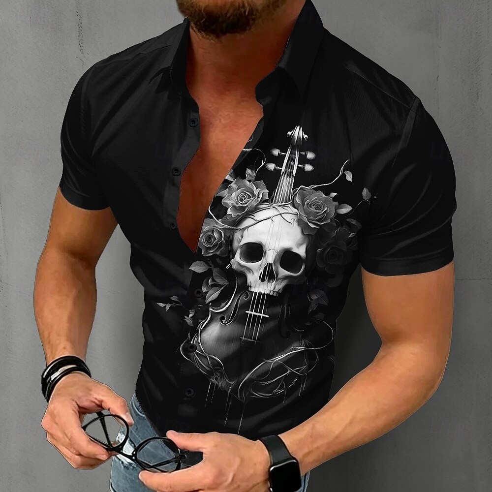 Men's Gothic Skull Shirt Short - Summer Rose Clothing recension och pris