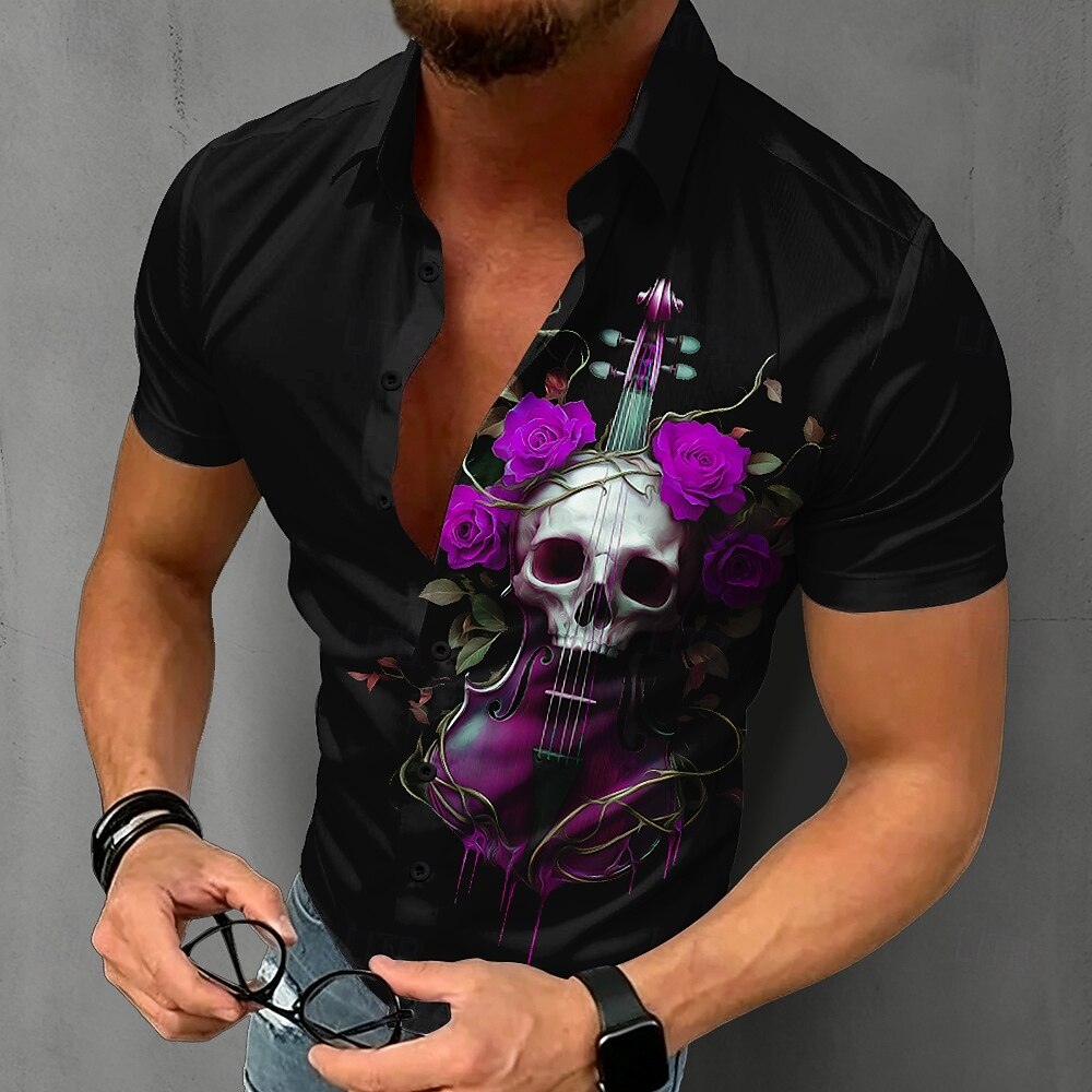Men's Gothic Skull Shirt Short - Summer Rose Clothing recension och pris