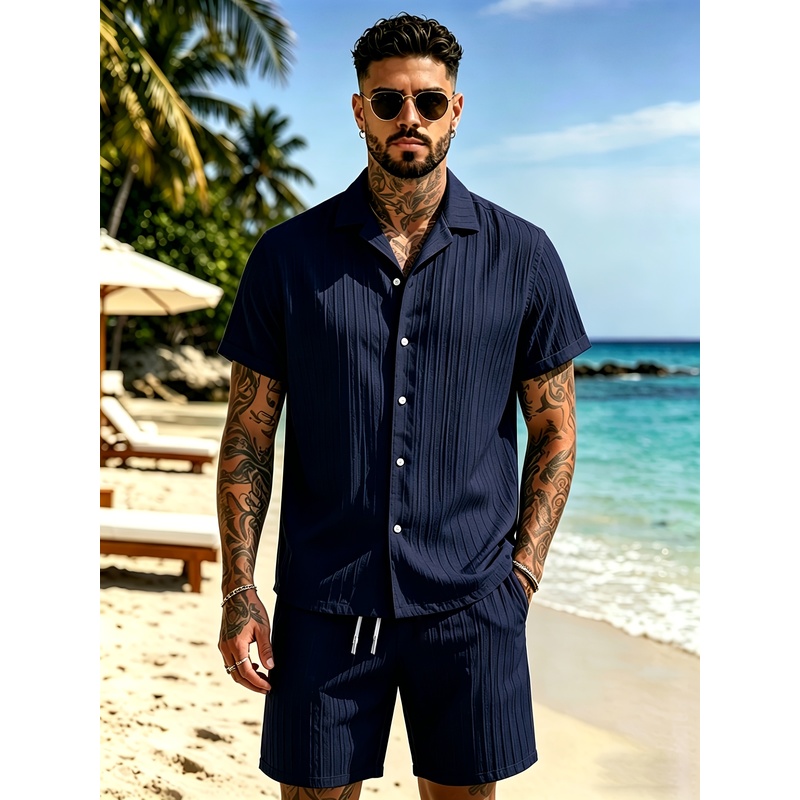 2Men's Summer Casual Suit Set， - Summer Clothing Beach recension och pris