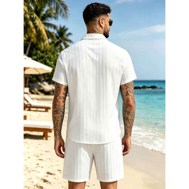 2Men's Summer Casual Suit Set， - Summer Clothing Beach recension och pris