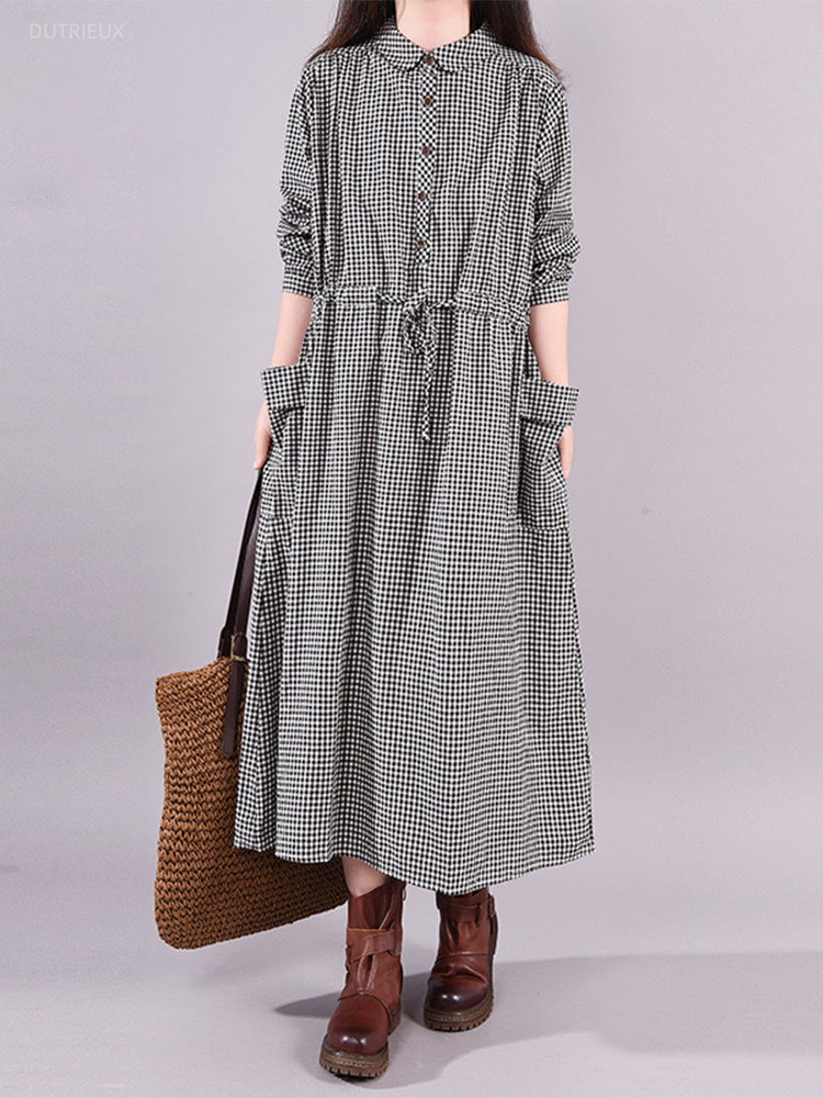 Fashion Vintage Dress Plaid Dr - Summer Clothing Drawing recension och pris