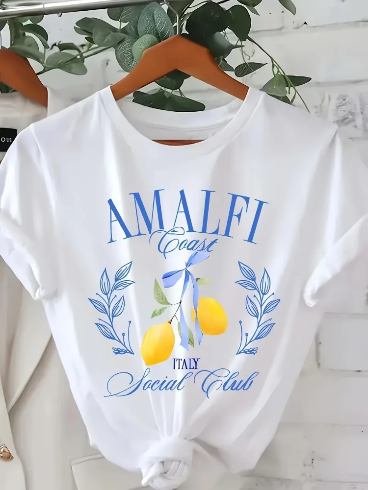 Lemon Print T-shirt Short Slee - Summer Clothing Aesthetic recension och pris