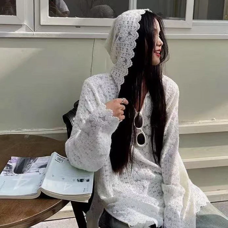 Y2K Lace Hooded Shirts Women S - Summer Clothing Aesthetic recension och pris