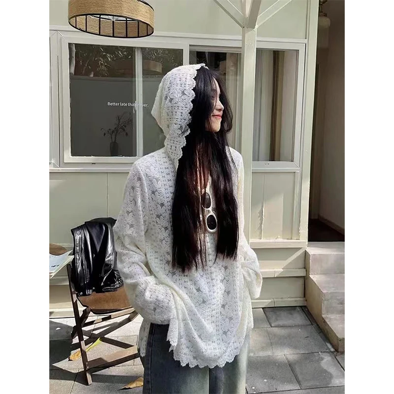 Y2K Lace Hooded Shirts Women S - Summer Clothing Aesthetic recension och pris