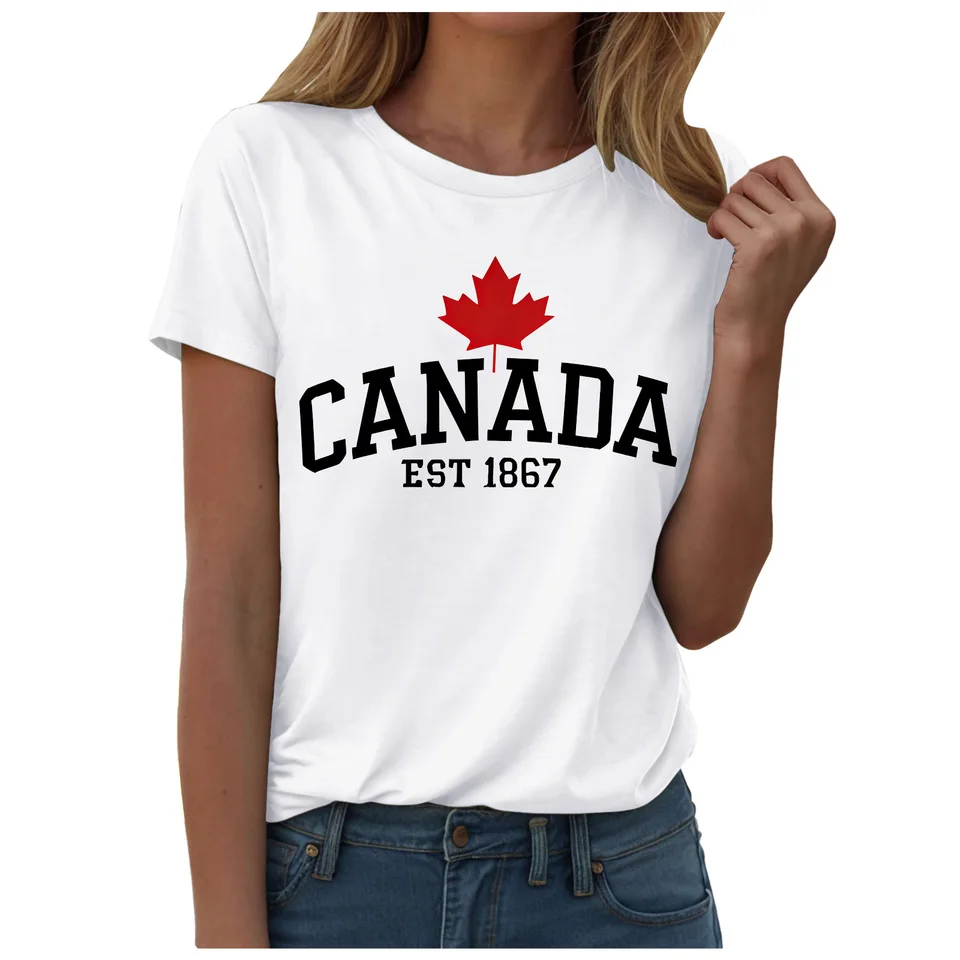 Maple Leaf Flag T-Shirt For Wo - Summer Clothing Women Canada recension och pris