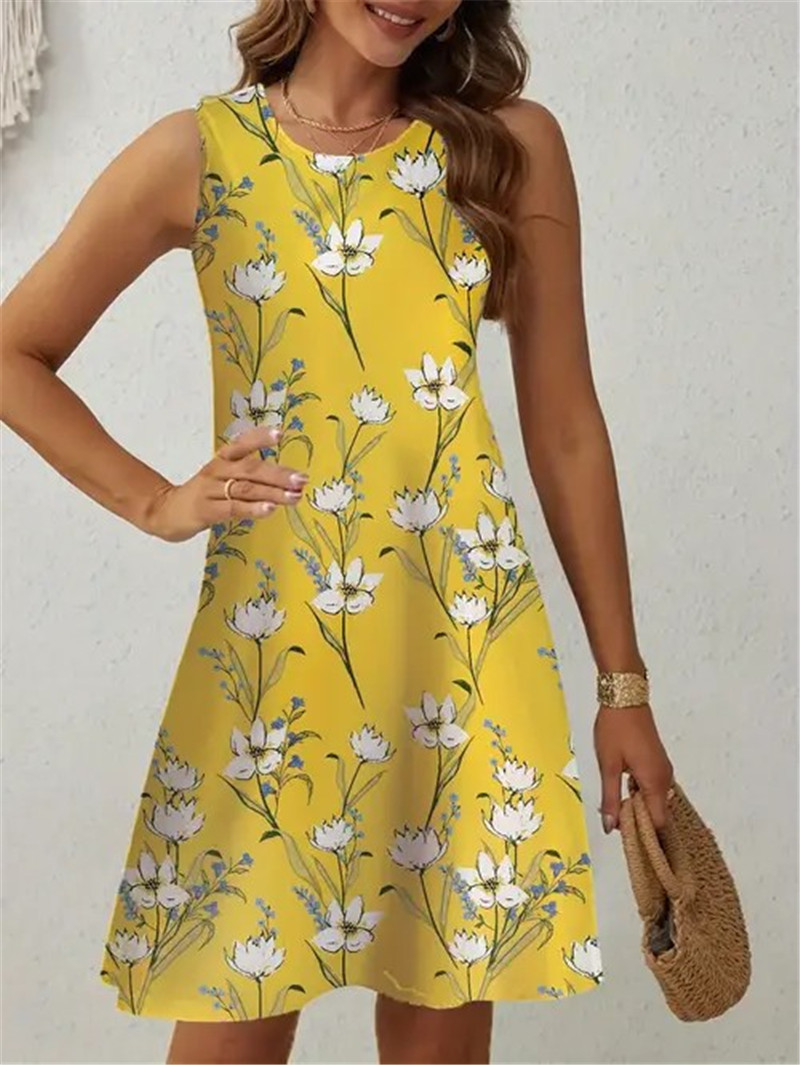 Casual Yellow Floral Dress Wom - Soft Summer Yellow Clothing recension och pris