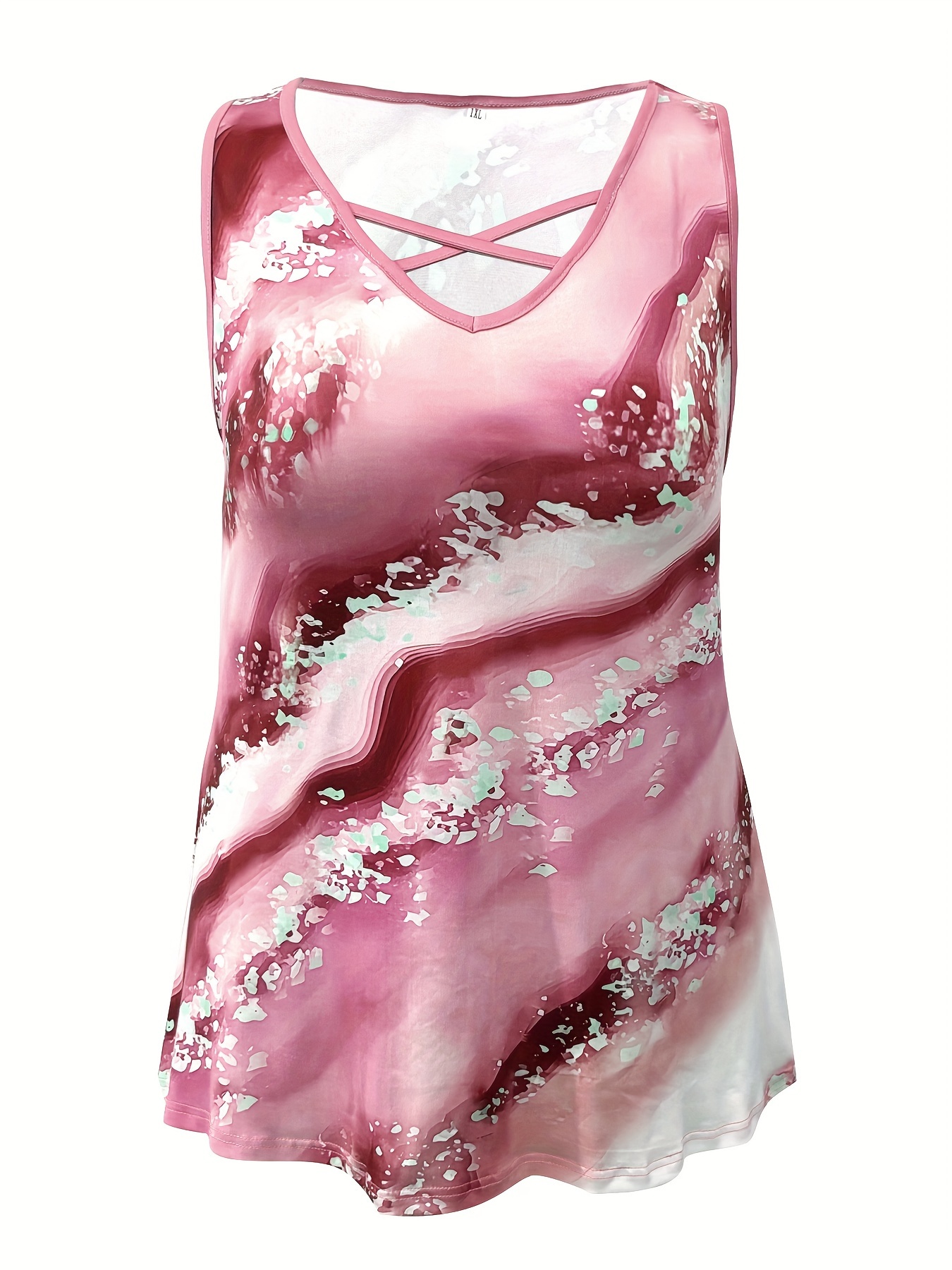 Plus Size Marble Print Tank To - Summer Clothing Plus Size recension och pris