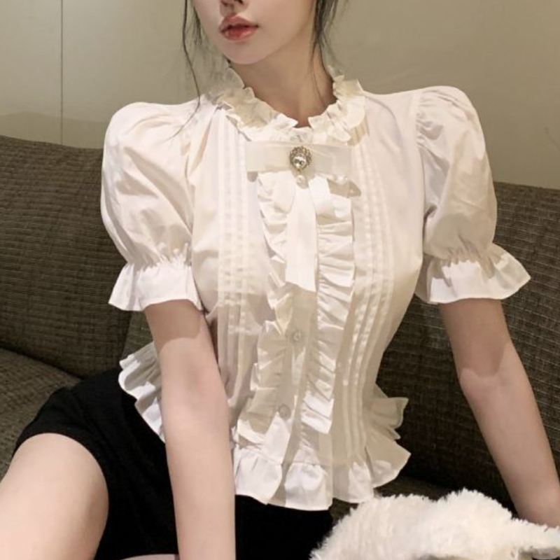 Puff Sleeve Shirts Women White - Summer Clothing Aesthetic recension och pris