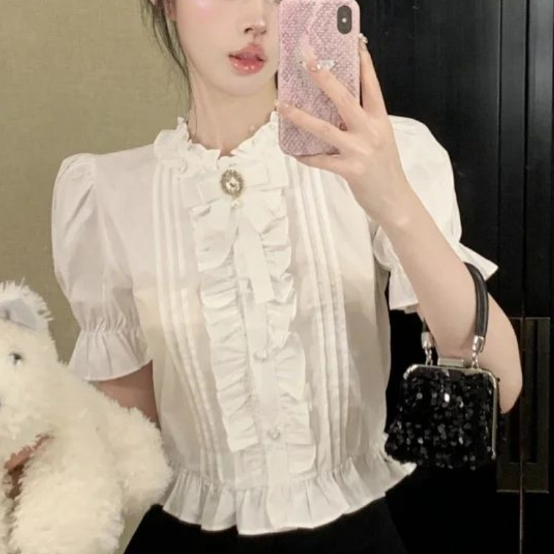 Puff Sleeve Shirts Women White - Summer Clothing Aesthetic recension och pris